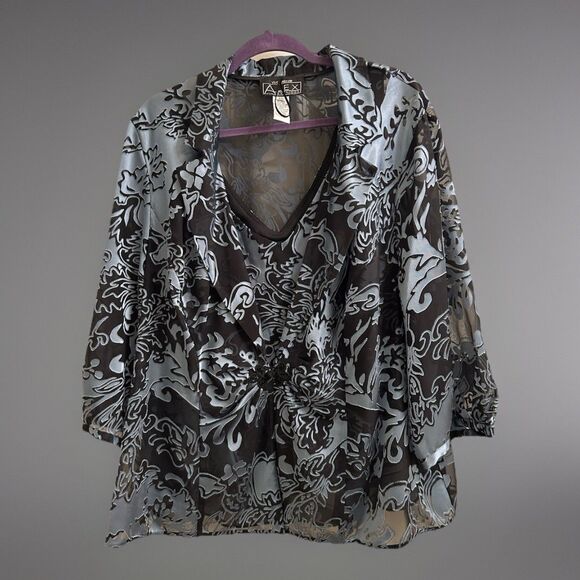 Alex Evenings Blue Shear Jacket W/Sleeveless Lined Top MotB 3X Toggle Closure - Picture 1 of 5